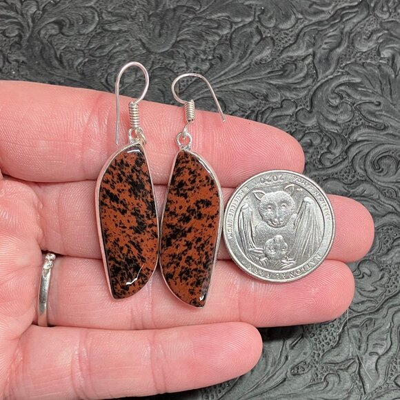 Mahogany Obsidian Earrings Stone Crystal Jewelry - Picture 4 of 4